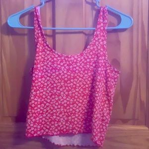 Red and white flowery tank top
